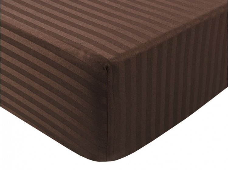 Простынь на резинке Iris Home. Отель Сатин страйп цвета кофе