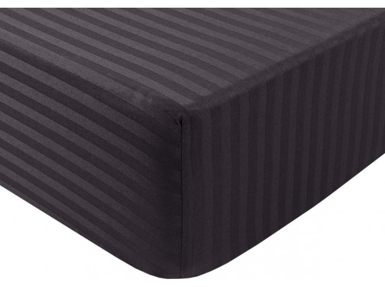 Простынь на резинке Iris Home. Отель Сатин страйп черного цвета