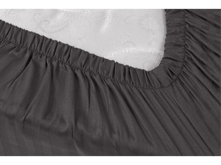 Простынь на резинке Iris Home. Отель Сатин страйп черного цвета