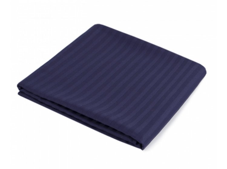 Простынь на резинке Iris Home. Отель Сатин страйп темно-синего цвета