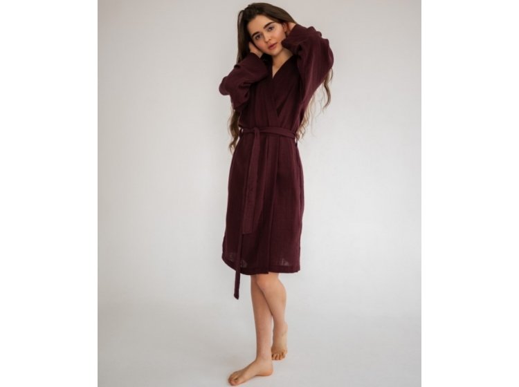 Халат женский Barine. Muslin Wine бордового цвета