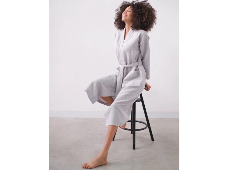 Халат-кимоно Barine. Лён+хлопок Serenity light grey