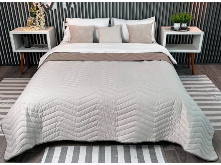 Покрывало стеганое ArCloud. ZigZag Rainy Day+Taupe Grey