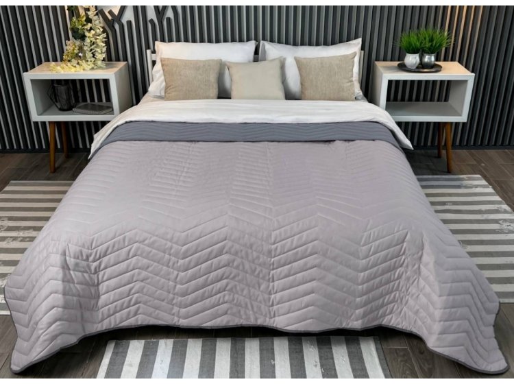 Покрывало стеганое ArCloud. ZigZag Porpoise+Steel Gray