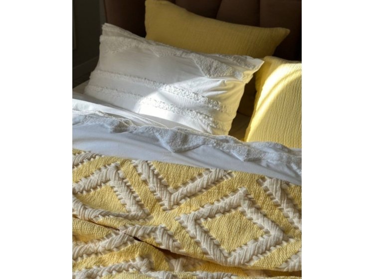 Муслиновое покрывало с наволочками Saheser. Sonia krem-yellow