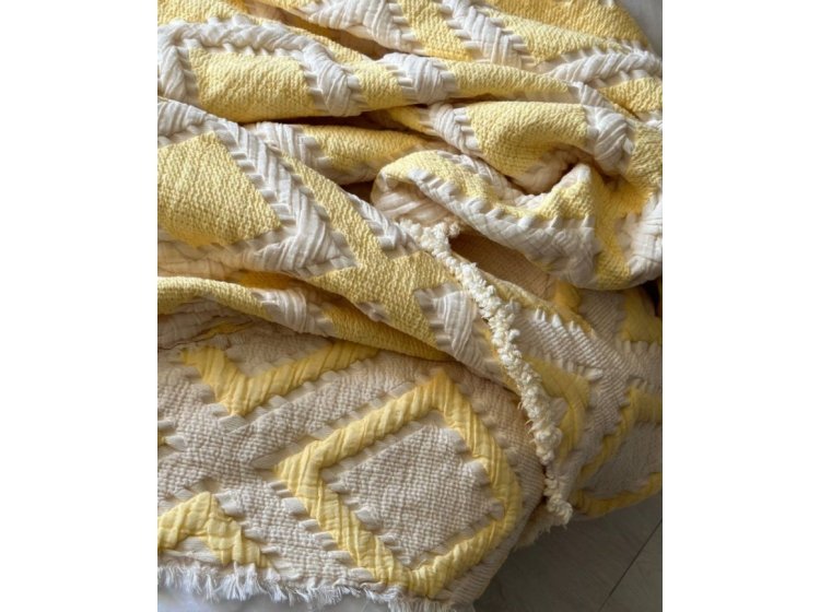 Муслиновое покрывало с наволочками Saheser. Sonia krem-yellow