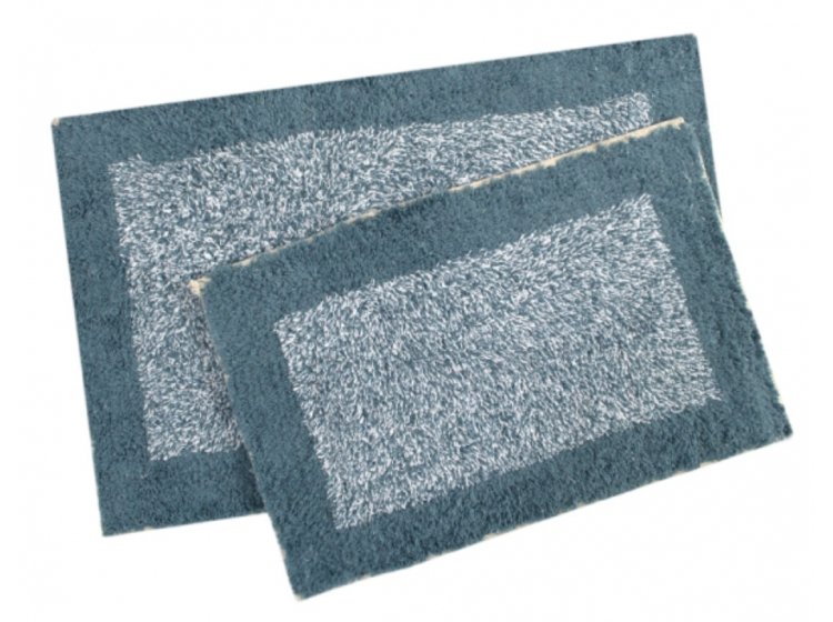 Набор ковриков Shalla. Хлопок Fabio petrol mavisi синего цвета