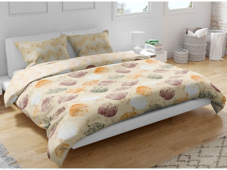 Постельное белье Home Line. Бязь Голд Листья на бежевом