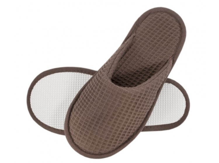 Тапочки вафельные Lotus Home. Waffle brown