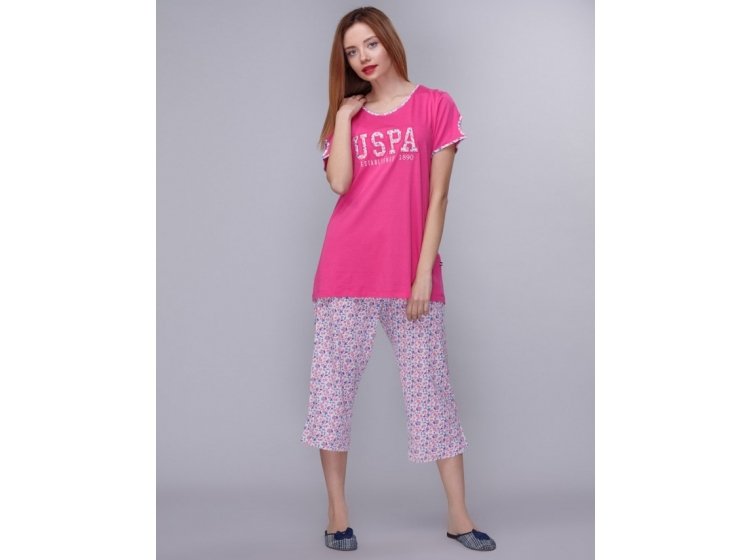 Домашний комплект U.S. Polo Assn. 15601 Футболка и бриджи фукcия