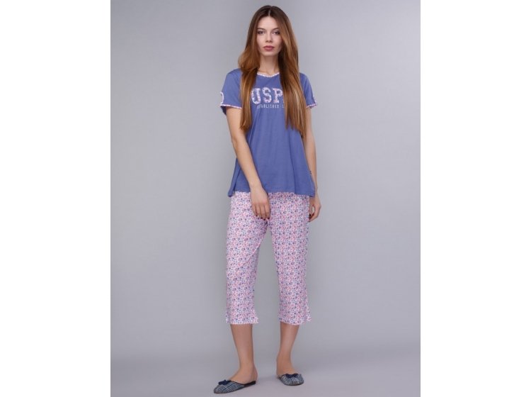 Домашний комплект U.S. Polo Assn. 15601 Футболка синяя и бриджи