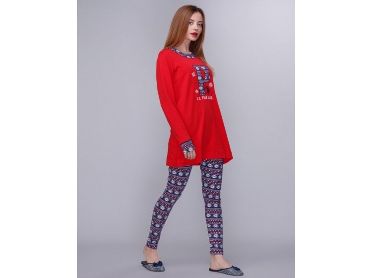 Пижама женская хлопковая U.S. Polo Assn. 15521 красно-синяя