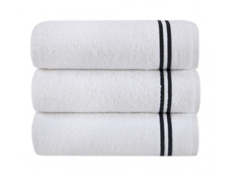 Махровые полотенца MieCasa. Milano beyaz-siyah с вышивкой
