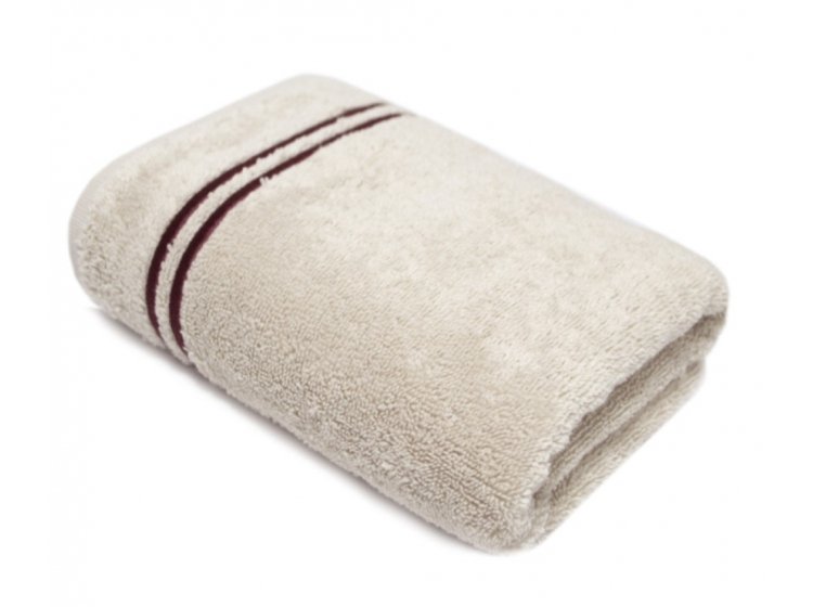 Махровое полотенце MieCasa. Milano bej-bordo с вышивкой