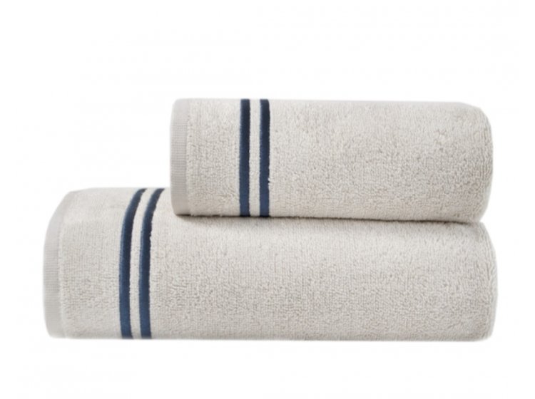 Махровые полотенца MieCasa. Milano bej-lacivert с вышивкой