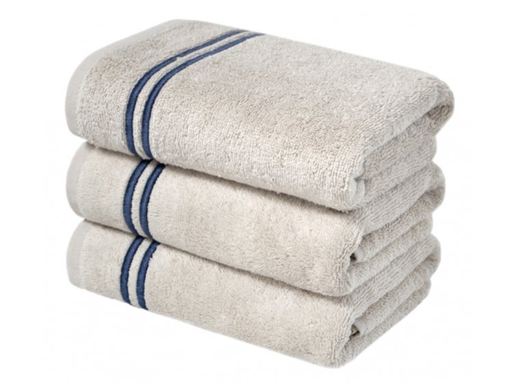 Махровые полотенца MieCasa. Milano bej-lacivert с вышивкой