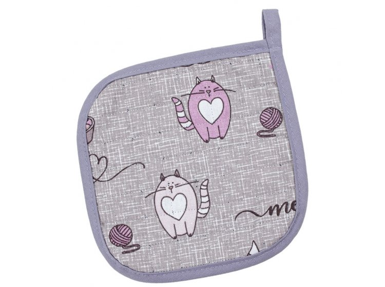 Прихватка для кухни Home Line. Кіт на кухні серо-сиреневого цвета