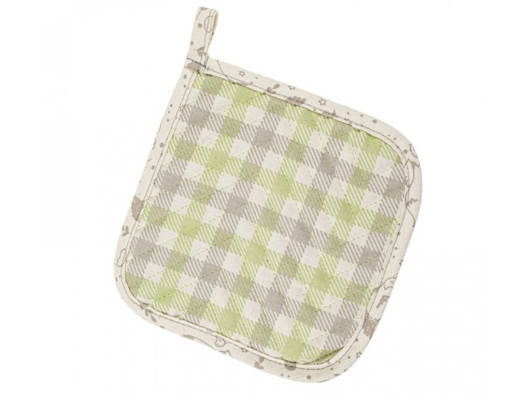 Прихватка для кухни Home Line. Курочки светло-коричневого/Клетка оливково-бежевого цвета