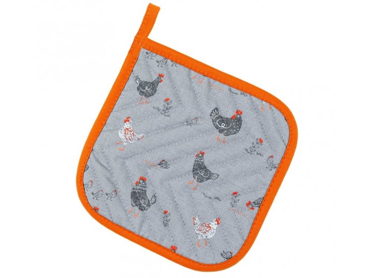 Прихватка для кухни Home Line. Прогулянка з курчатами серо-оранжевого цвета