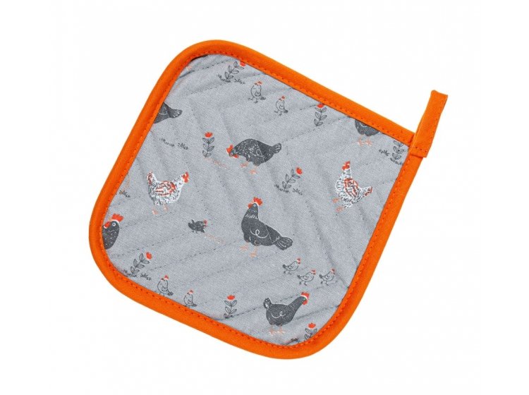 Прихватка для кухни Home Line. Прогулянка з курчатами серо-оранжевого цвета