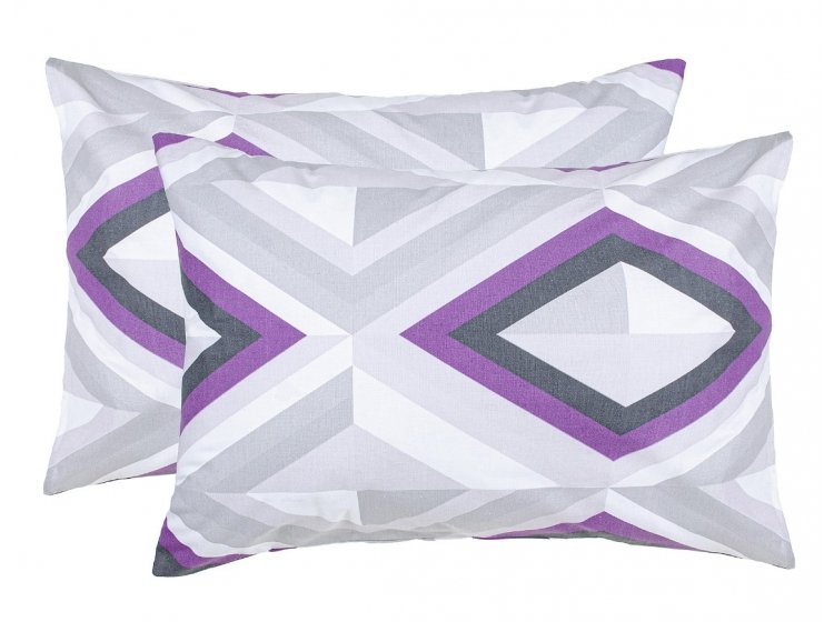 Набор наволочек Home Line. Бязь Калейдоскоп сіро-фіолетовий/світло-сірий 140