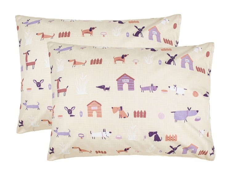 Набор наволочек Home Line. Бязь Гав-гав пісочний 120