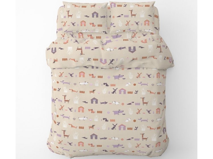 Постельное белье Home Line. Бязь Гав-гав пісочний