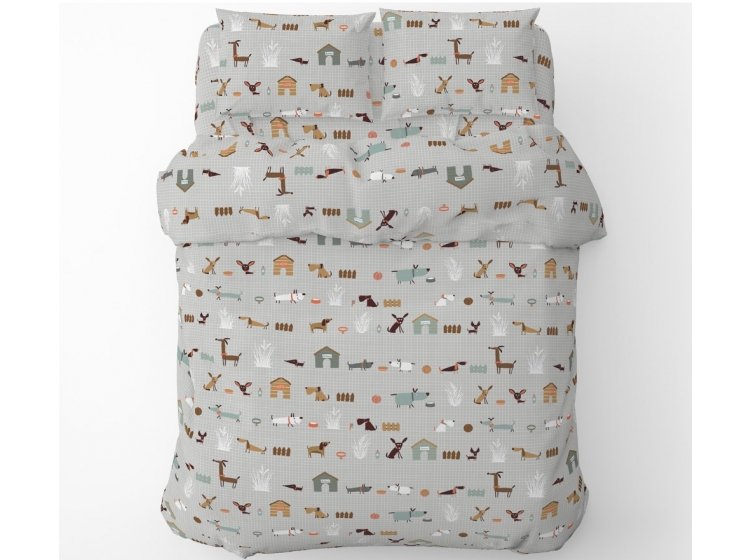 Постельное белье Home Line. Бязь Гав-гав світло-сірий