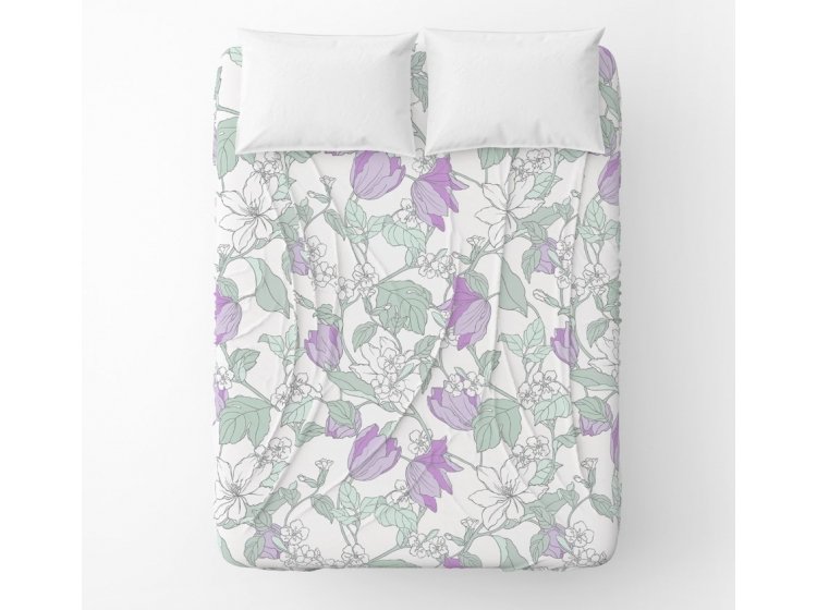 Простынь Home Line. Бязь Весняний Вечір лілово-ментоловий
