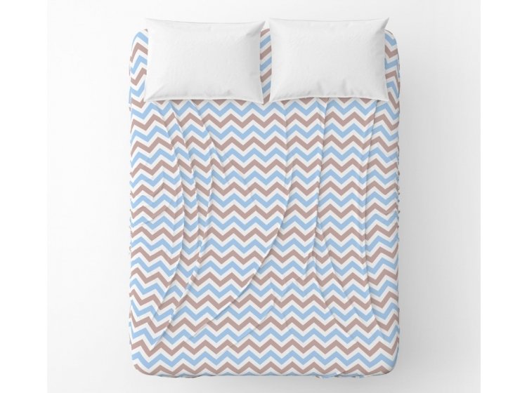 Простынь Home Line. Бязь Зіг Заг блакитно-коричневий