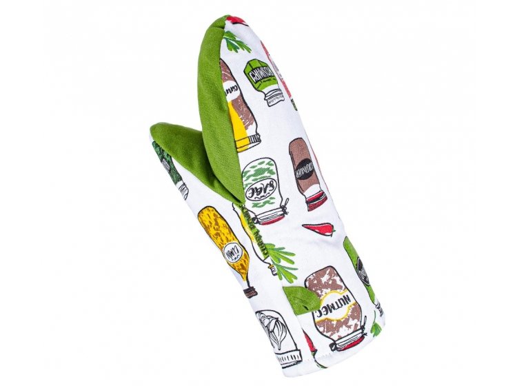 Рукавичка для кухни Home Line. Полупанама Спеції зеленого цвета