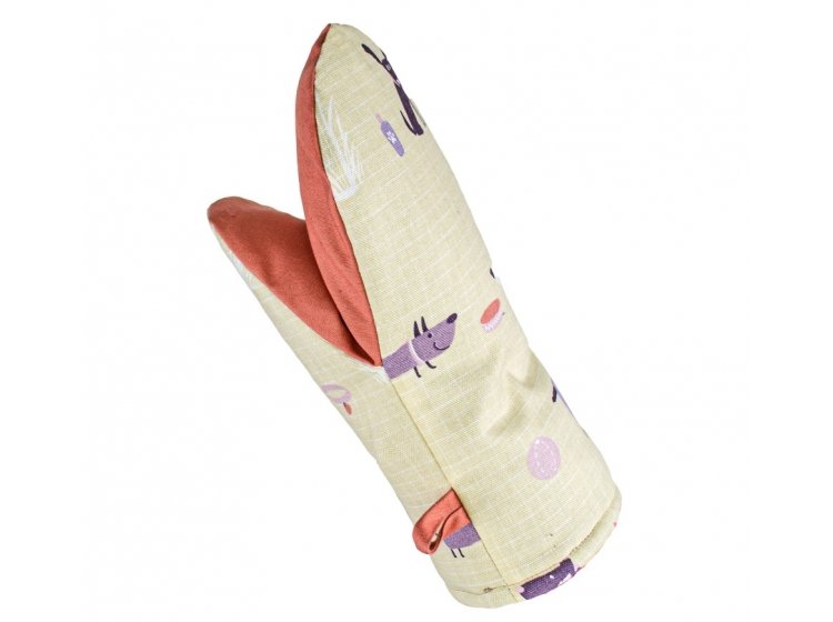Рукавичка для кухни Home Line. Полупанама Гав-гав песочного цвета