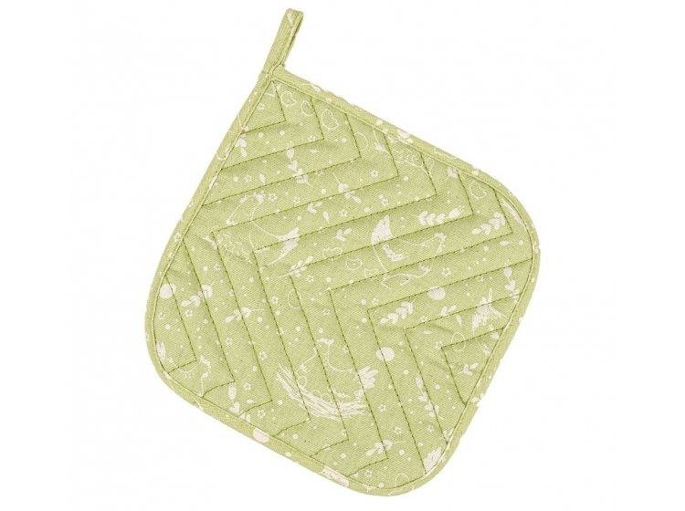 Прихватка для кухни Home Line. Курочки світло-зелений/Клітинка оливково-бежевий