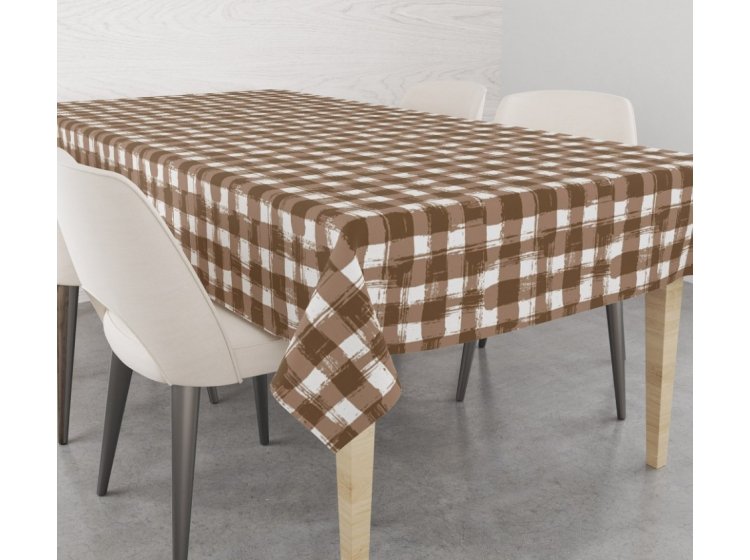 Скатерть Home Line. Клітинка серо-коричневого цвета