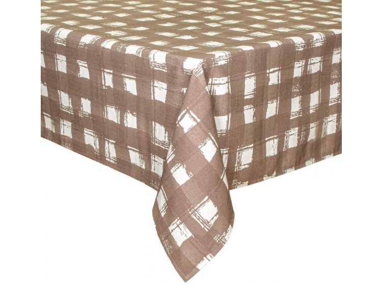Скатерть Home Line. Клітинка серо-коричневого цвета