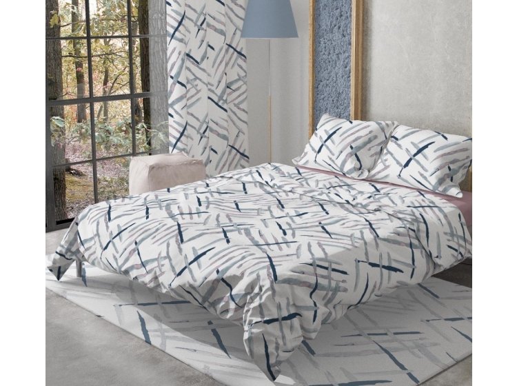 Постельное белье Home Line. Фланель сине-белого цвета