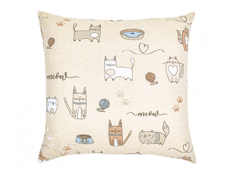 Подушка декоративная Home Line. Кот на кухне песочного цвета