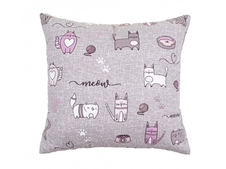 Подушка декоративная Home Line. Кот на кухне серо-лавандового цвета