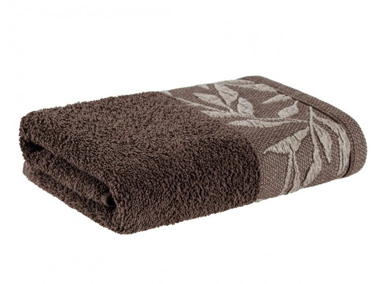 Полотенце махровое Home Line. Флора коричневого цвета