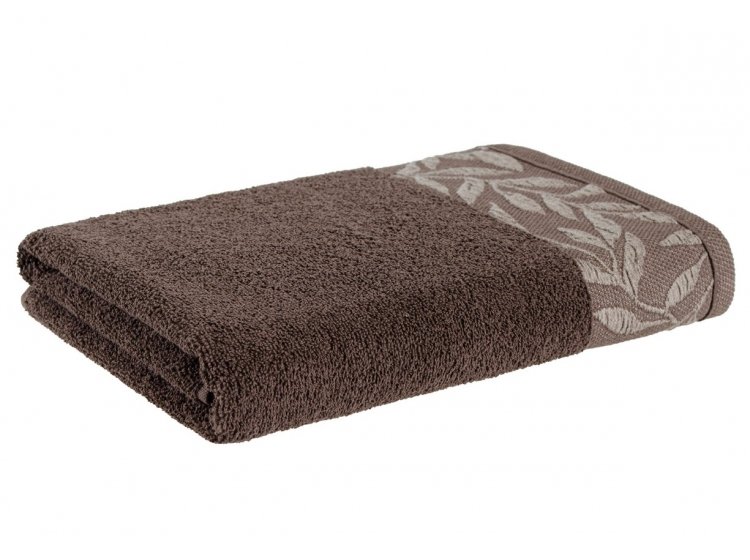 Полотенце махровое Home Line. Флора коричневого цвета