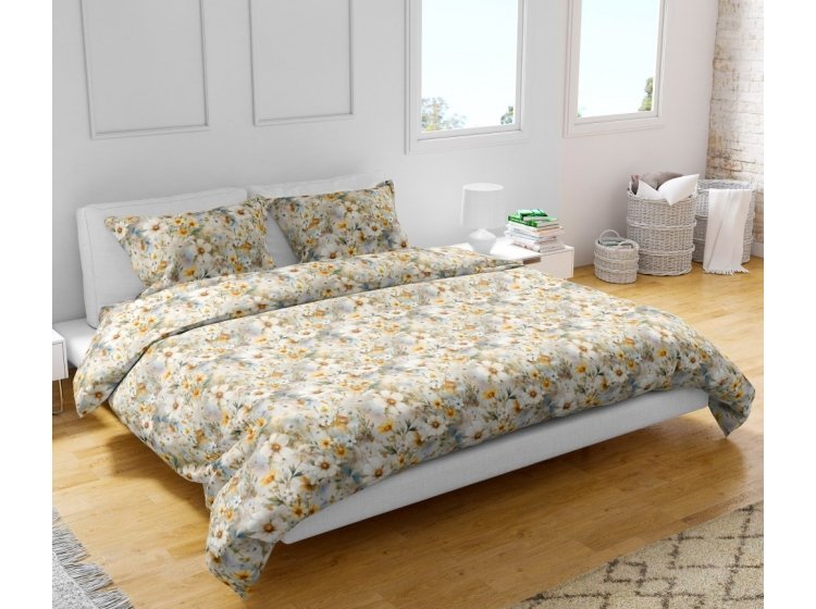 Постельное белье Home Line. Бязь Квіти білі та жовті