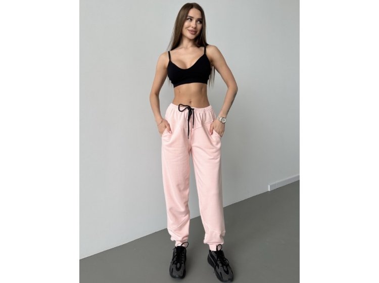 Штаны женские спортивные с кокеткой German Volf. 24056 персикового цвета
