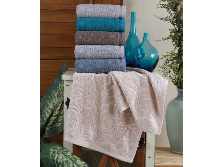 Набор махровых полотенец Gulcan. Jacquard Cotton Lux Leafy