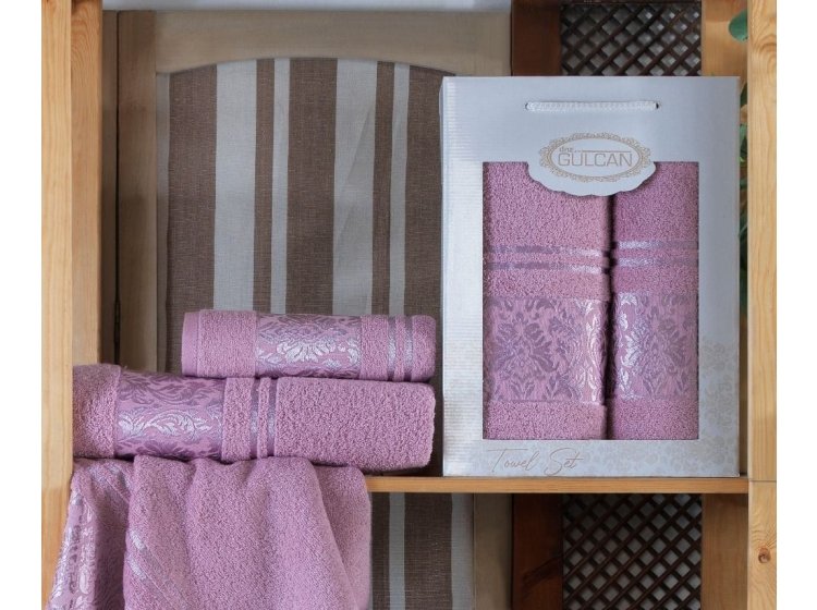 Набор из 2-х махровых полотенец Gulcan. Damask Ornament Powder