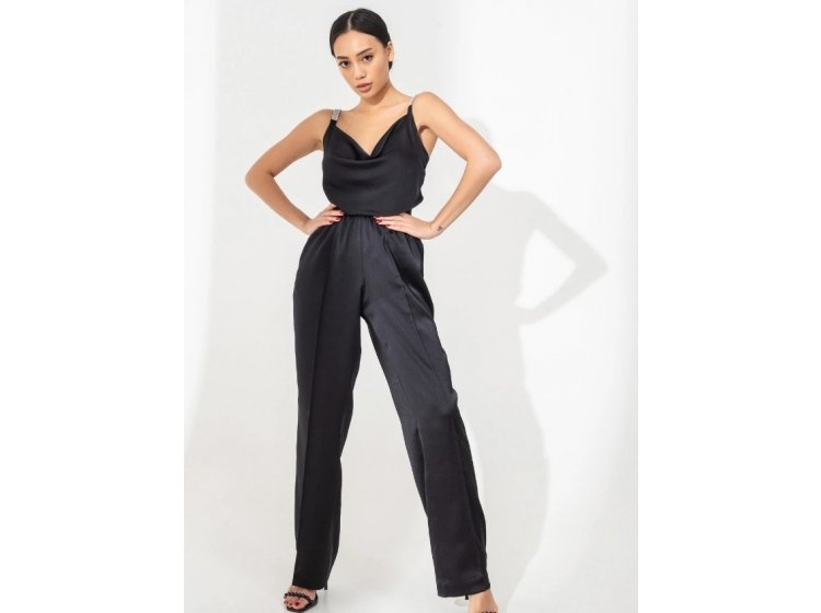 Брюки женские атласные German Volf. 21068 черного цвета