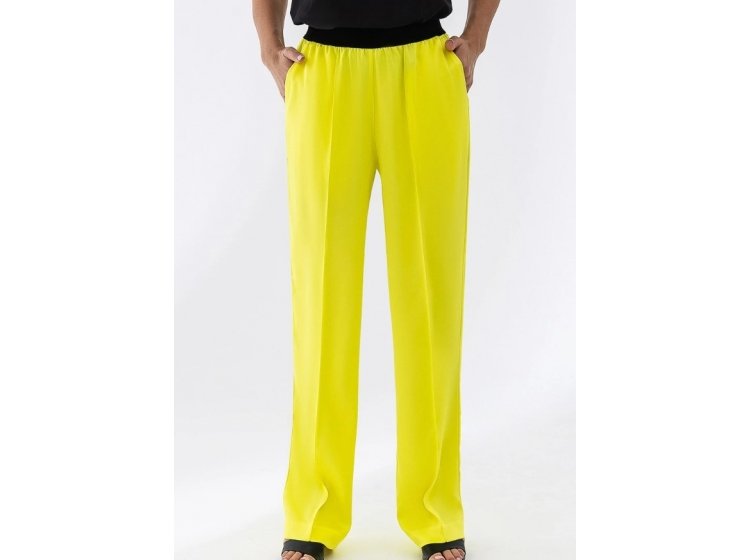 Брюки женские атласные German Volf. 21068-3 желтого цвета