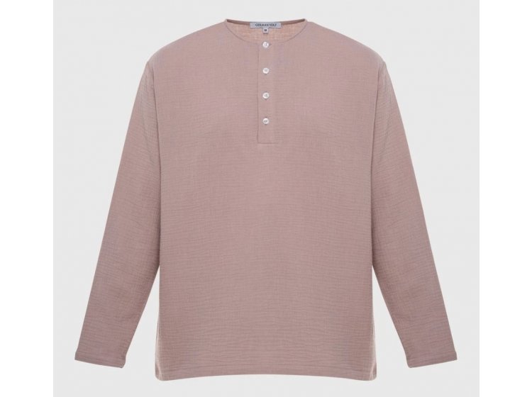 Рубашка мужская муслиновая с длинным рукавом German Volf. 23062 бежевого цвета