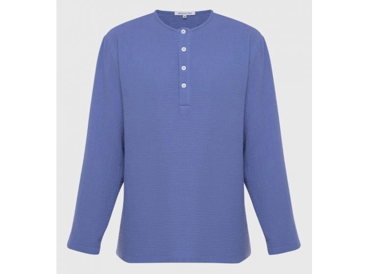 Рубашка мужская муслиновая с длинным рукавом German Volf. 23121 цвета индиго