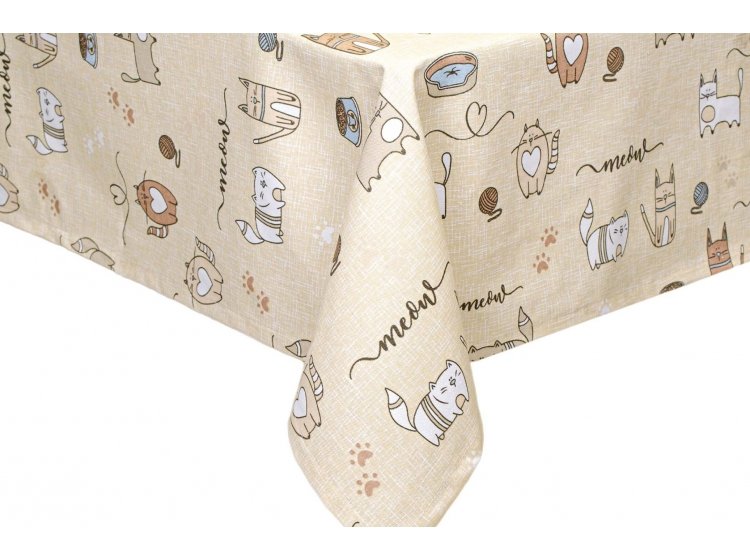 Скатерть Home Line. Кот на кухне песочная