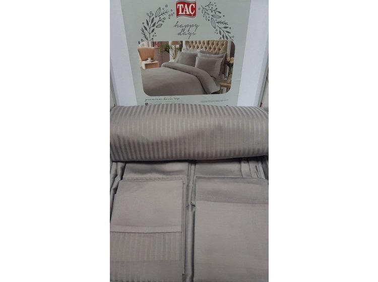 Постельное белье Tac. Сатин Premium Premium Basic Antracit King Size